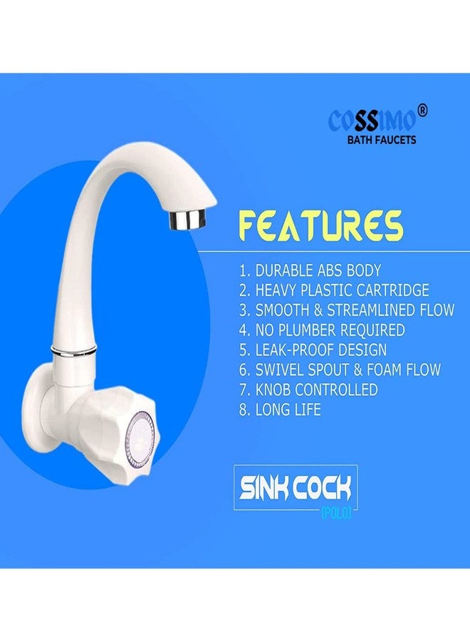 Cossimo PVC Sink Cock Tap with Foam Flow for Kitchen Sink - Pack of 1, White, Chrome - Image 3